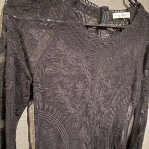 Honey Punch Black Floral Lace Dress